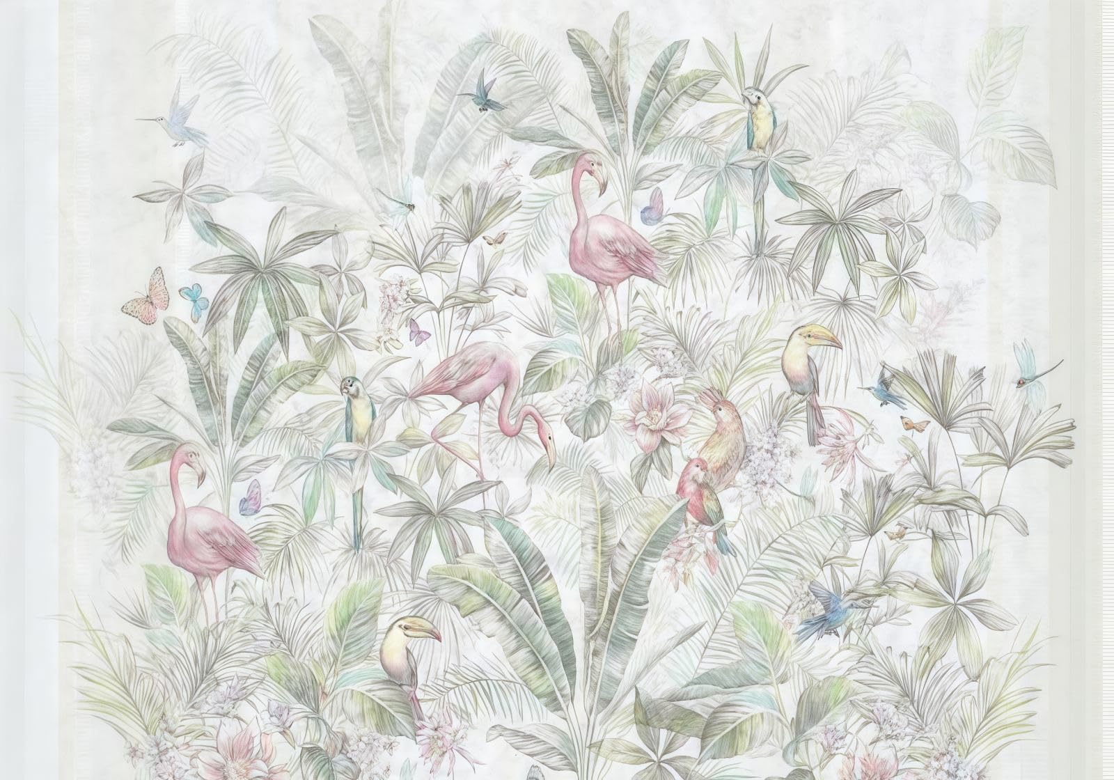 Papier peint jungle haut de gamme tapisserie perroquet