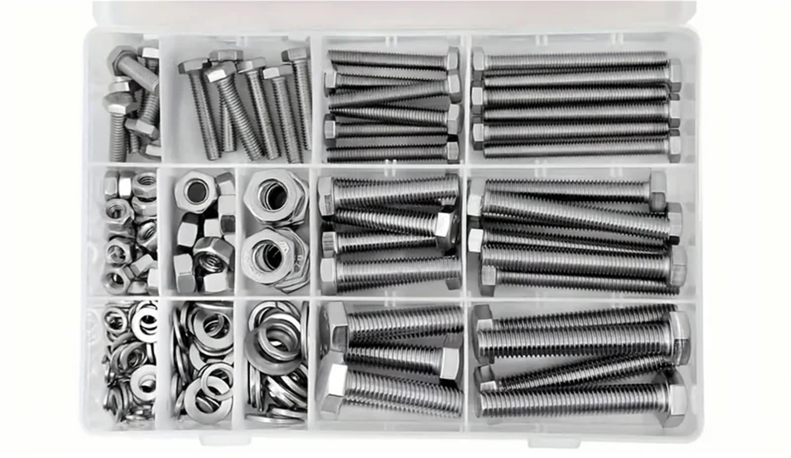 Kit surtido de pernos y tuercas resistentes M6, M8 M10, acero inoxidable 304, incluye los 8 tamaños más comunes Juego de Tornillos y Tuercas(176PCS)
