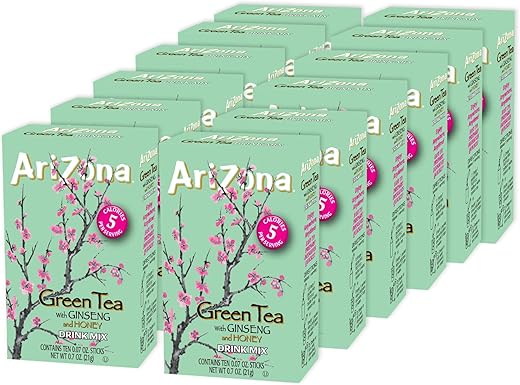 AriZona Green Tea with Ginseng and Honey - On-the-Go Powdered Drink Mix,...
