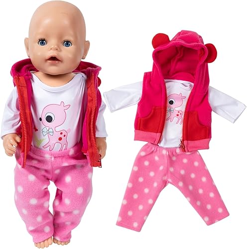 Miniatura 5 de Ropa de muñeca para muñeca de 16 a 18 pulgadas  Conjunto de 3 piezas de lindo traje de ciervo vivo ropa de muñeca (muñecos no incluidos)