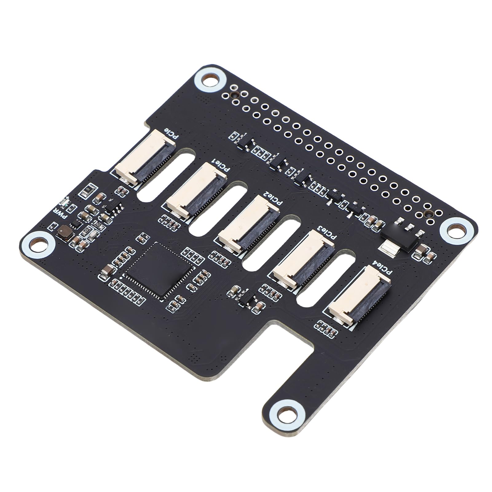 Jiawu Scheda Adattatore PCIe a 4 PCIe FFC per RasPi 5, Modulo di Espansione Efficiente con Supporto per HAT Multipli, Dimensioni 56,5x65 Mm, 1 unità