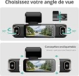 BOTSLAB 4 Canaux Dashcam Voiture,Dashcam 3K/4K Avant et 1080p*3,Caméra Embarquée 560°& 5.8GHz WiFi GPS avec carte SD 128G, Commande Vocale,Vision nocturne, 24H Parking Mode avec Kit de Câblage Incluse - 3