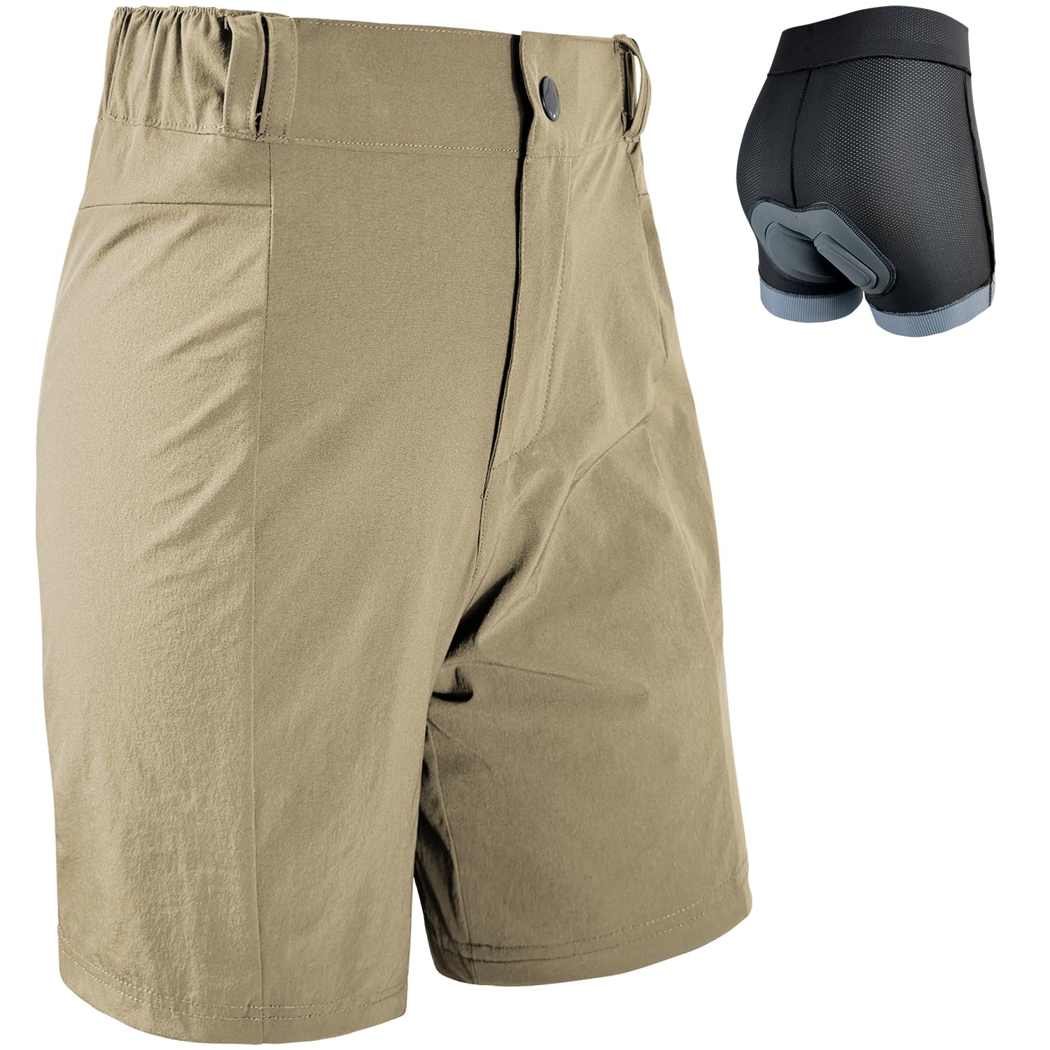 Wulibike Short de cyclisme pour femme - 2 en 1 - Rembourré - Avec rembourrage - Poches zippées