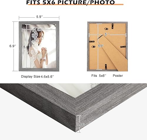 Vista 600 de Marco gris rústico de 18 x 24 pulgadas, marco para póster de 18 x 24 pulgadas, color gris envejecido, grande, retro, natural, 24 x 18 pulgadas
