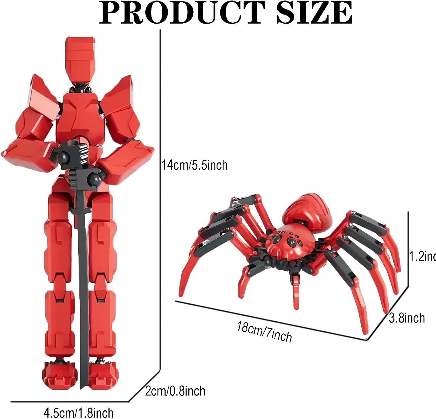 T13 Action Figure Set, 5.5 Inch T 13 Robot, Titan 13 Action Figures with Spider Sucker, Multi-Jointed Movable Dummy 13 Collectible Toy for Boys Age 8-12, Christmas Creative Gift (Assembly Completed)