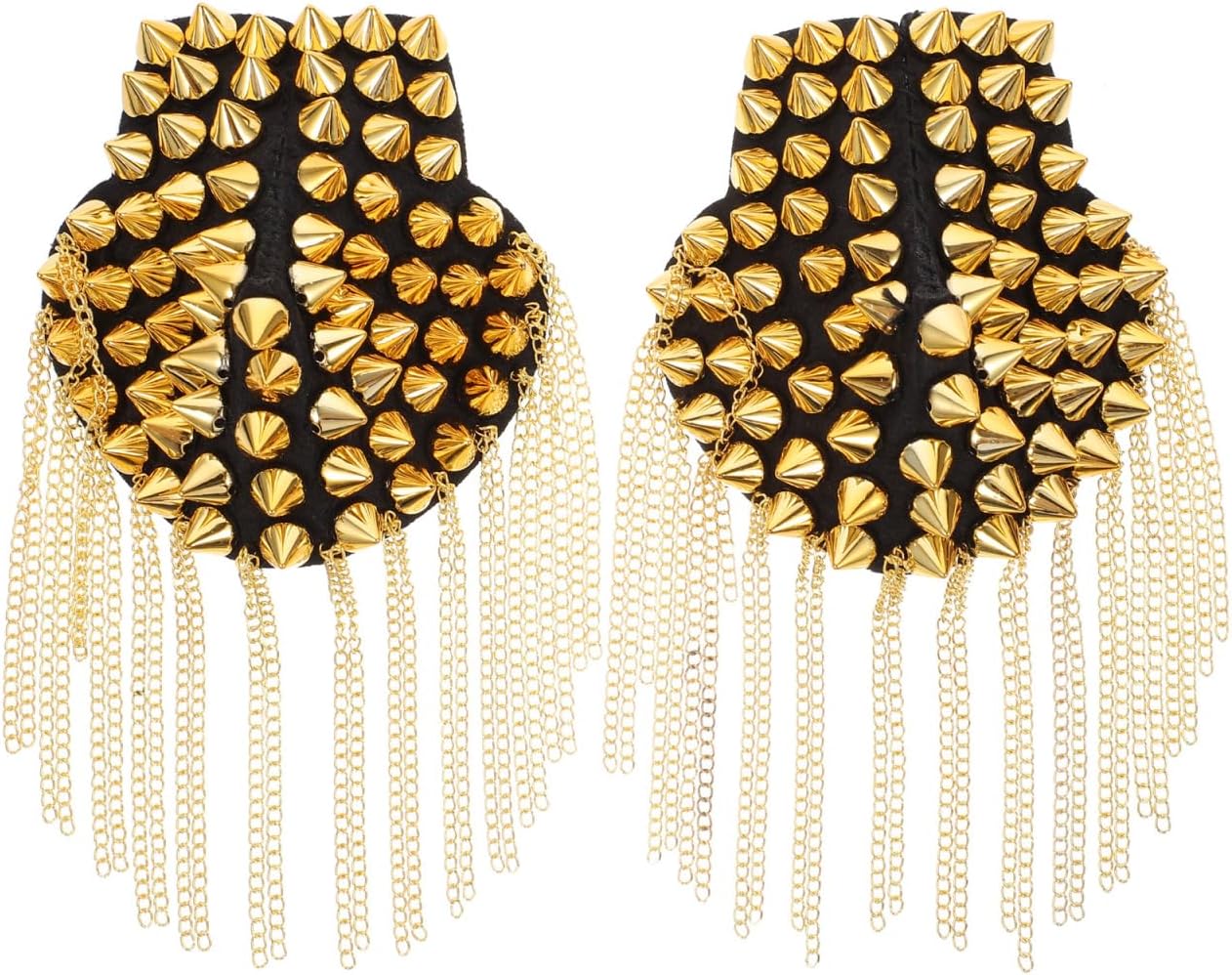 BESTOYARD Gold Rivet Tassel Chain Epaulets Pair - Retro Shoulder Boards for Men S Costume Themed Party Accessories
