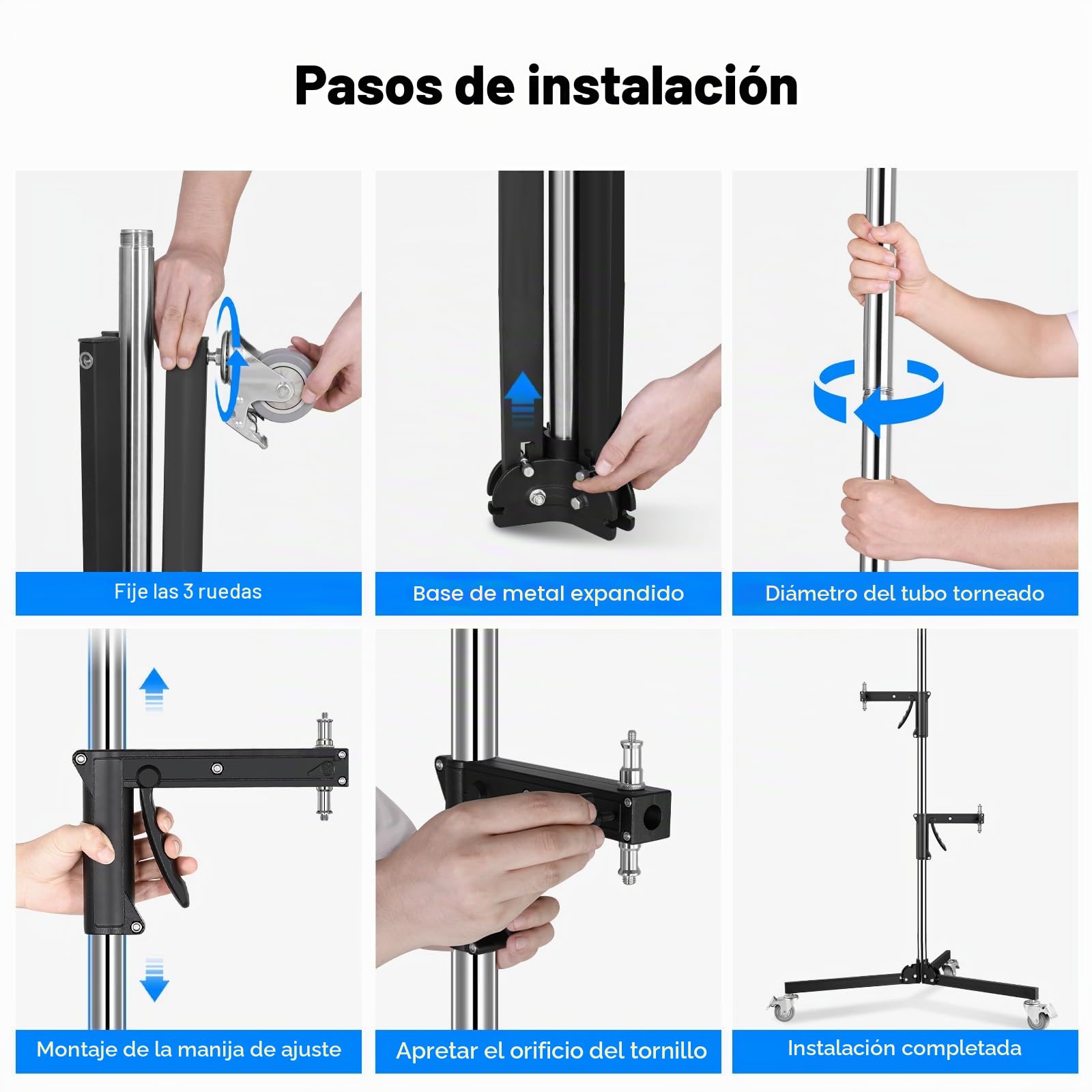 Soonpho 2 paquetes de mango deslizante, cabezal de agarre giratorio robusto para trípode metálico Heavy Rollstativ C, soporte de 224 cm, robusto trípode de estudio