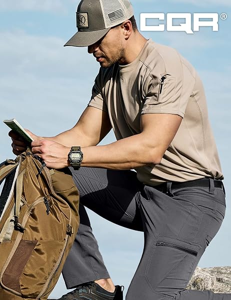 CQR Men's Quick Dry Tactical Pants, Water Resistant Outdoor Pants, Lightweight Stretch Cargo Work Hiking Pants - 3