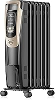 Pelonis Champagne Oil-Filled Radiator Heater with Remote, Thermostat & 5 Temps - Energy Efficient 1500W for Large Rooms, Safe Quiet Indoor Space Heater