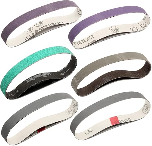 Miniatura 7 de Bandas de lijado de 3/8 x 21, banda de lijado abrasiva para lijadora de cinta de archivos Makita de 3/8 x 21, 3 unidades cada una de grano 120, 240