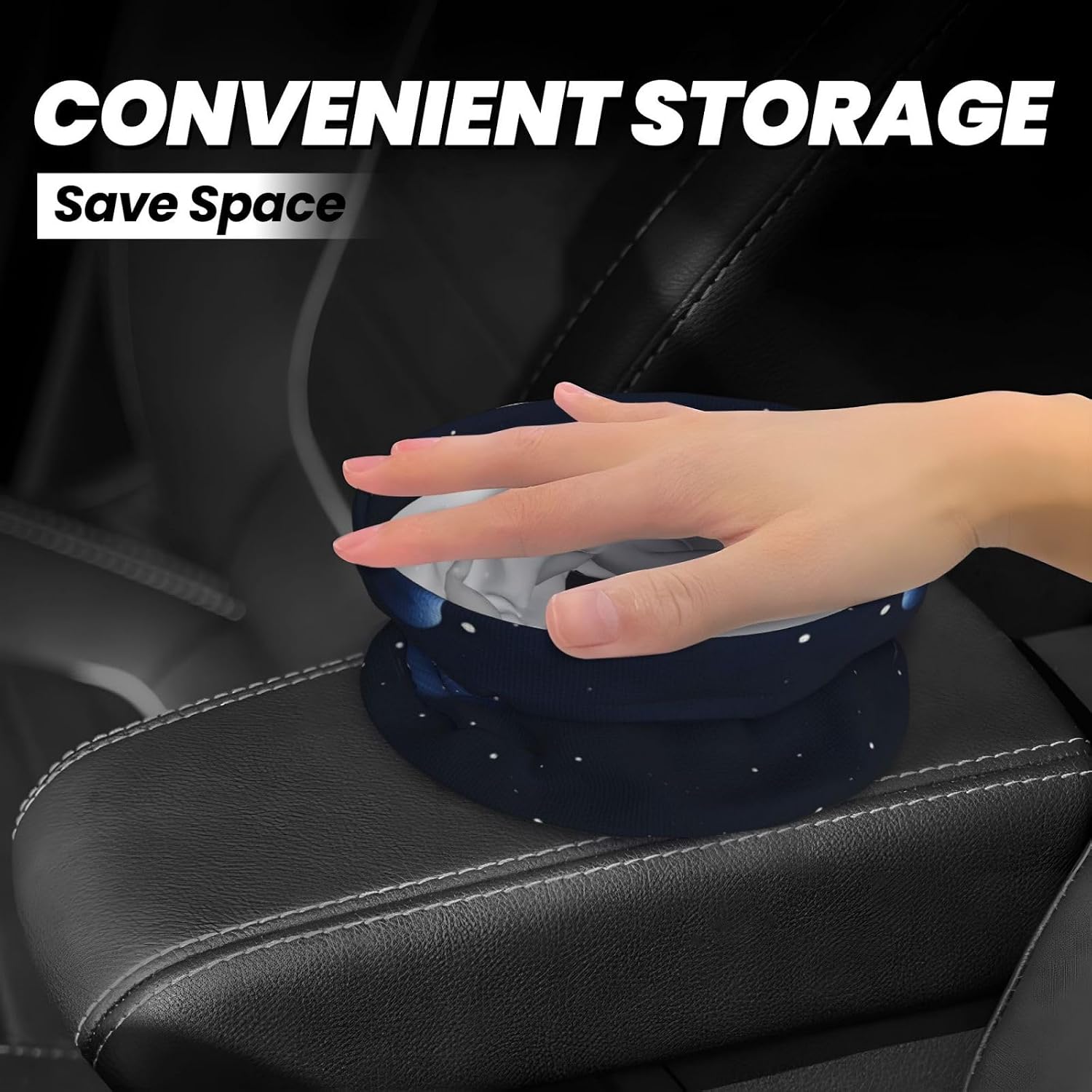 Dark Blue Night View Car Trash can, Hanging Foldable car Trash can, car Storage Box Accessories, Suitable for Travel SUV Truck Sedan image 4