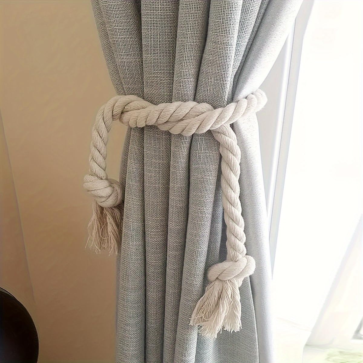 (281103 2pcs Modern Simple Linen Curtain Straps, 1 Pair of Tie-up Cords, Suitable for Living Room, Kitchen, Bedroom Curtains with Tie Pole and Drapery Tie Curtain Ties Fabric Curtain-image-12