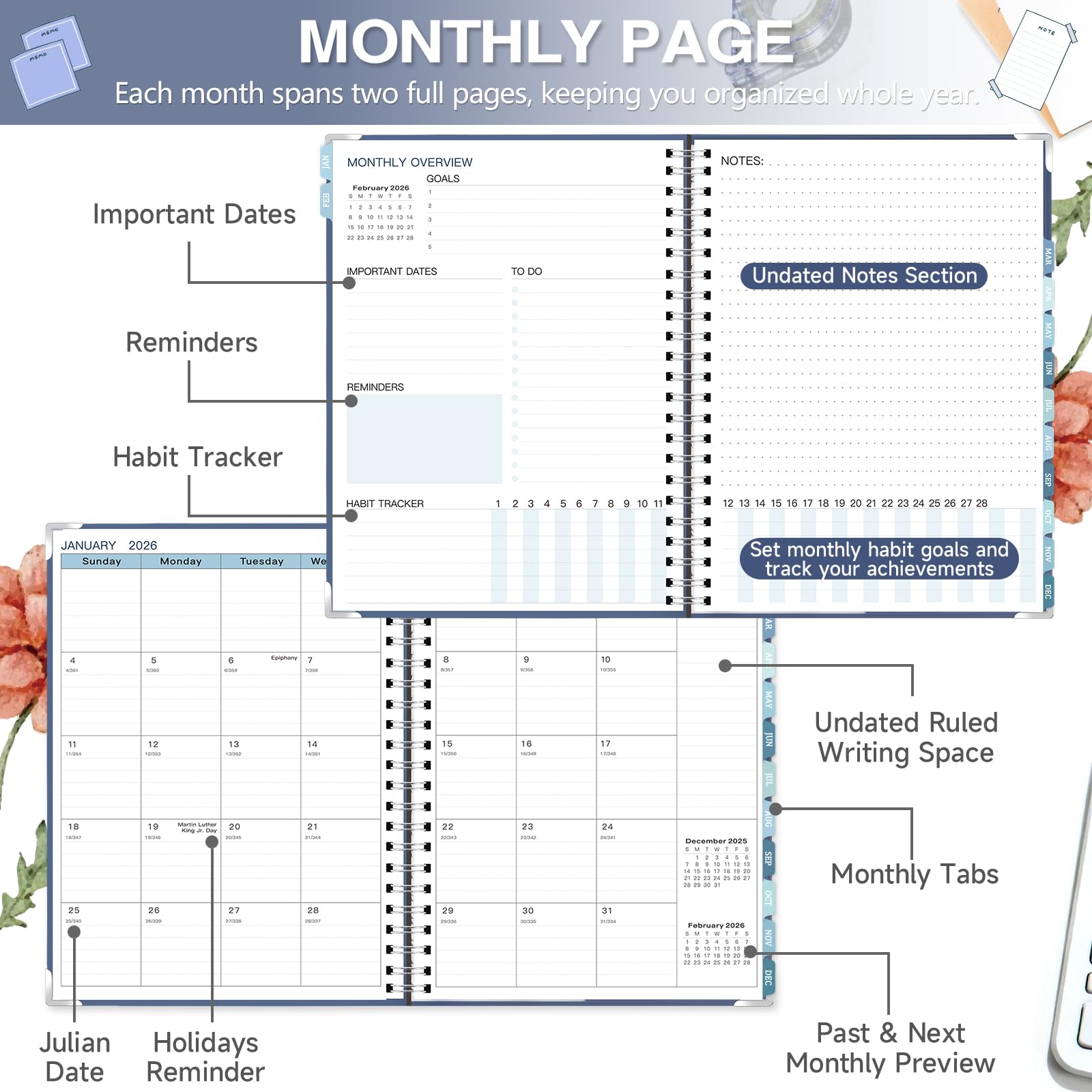 GuassLee Large 2026 Planner Weekly and Monthly Planner from January 2026-December 2026 8 5x 11 Calendar Agenda Book — view 4