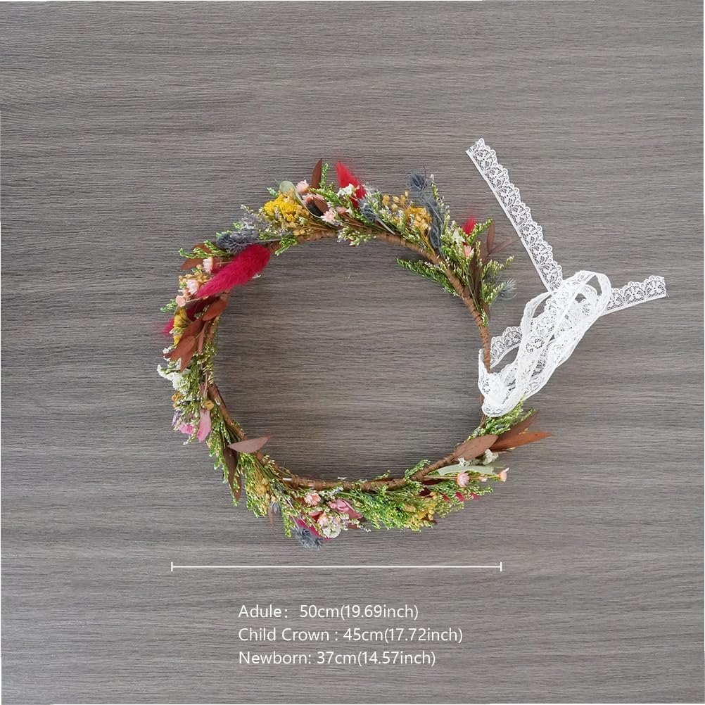 Wedding Dried Flower Crown/Flower Girl Crown/Newborn Crown/Flower Bridal Crown/Boho Bride Crown (Bridal Set)