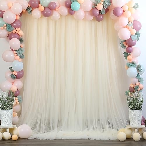 Miniatura 2 de Cortinas de fondo blancas transparentes para bodas, elegantes cortinas de telón de fondo para baby shower, fiestas de 10 x 8 pies
