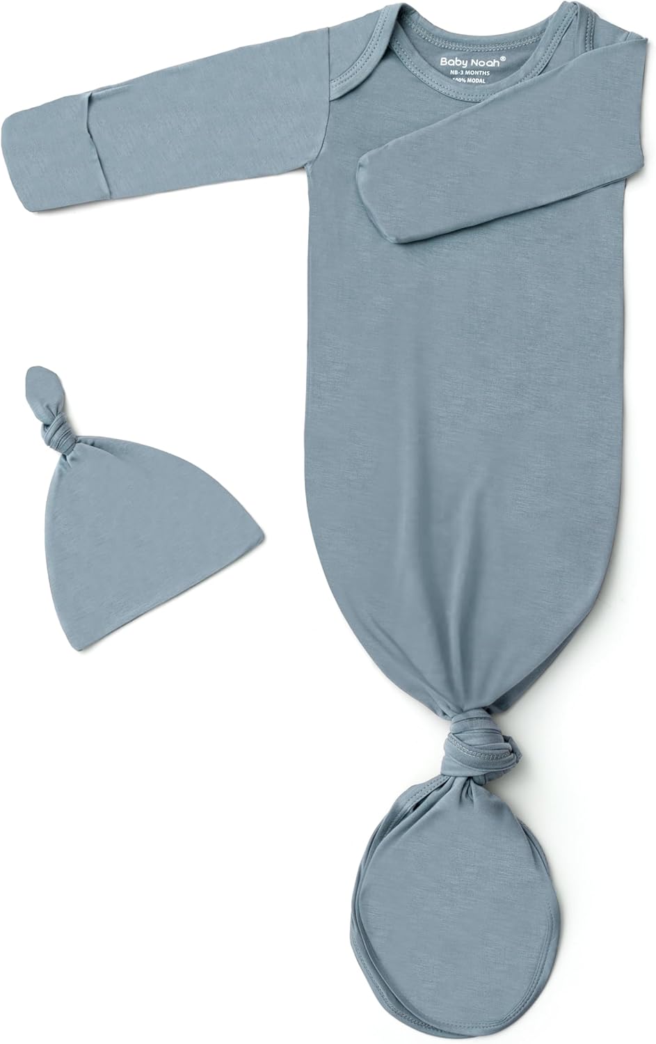 Baby Noah Newborn Knotted Gown for Boy Girls, Newborn Coming Home From Hospital Outfit, Baby Tie Gown Nightgown