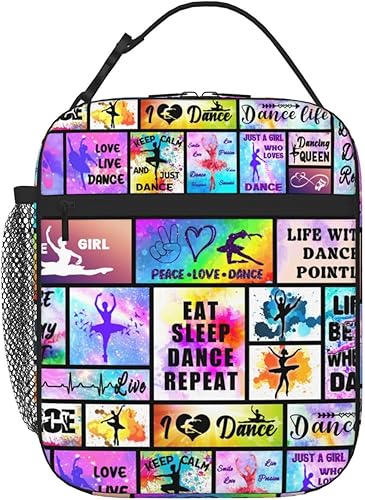Lonchera de bailarina con aislamiento térmico para mujeres, niños, adultos, hombres, bolsa de almuerzo con aislamiento para baile, bolsa de almuerzo