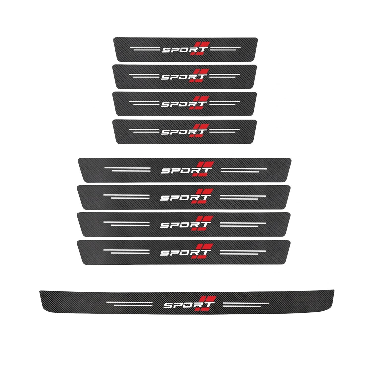 SHITONGSHANGMAO Door Threshold Strip for Ford Ranger PHEV 2025, Car Door Sill Protector 9PCS 7cm Wide Bumper Guard Anti-Scratch Carbon Fiber Texture Set Black,A