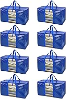 Vista 46 de BALEINE - Paquete de 8 bolsas de mudanza extragrandes, con asas reforzadas, bolsa de almacenamiento resistente para ropa, suministros de mudanza