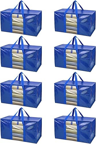 Vista 24 de BALEINE Paquete de 8 bolsas de mudanza de gran tamaño con asas reforzadas, bolsa de almacenamiento resistente para ropa, suministros de mudanza