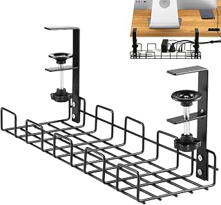 bellv Kabelhanteringslåda under skrivbordet, kabelhantering under skrivbordet - förvaringshylla för datorkabelorganisatör, kabelbricka under skrivbordet, metallstativ
