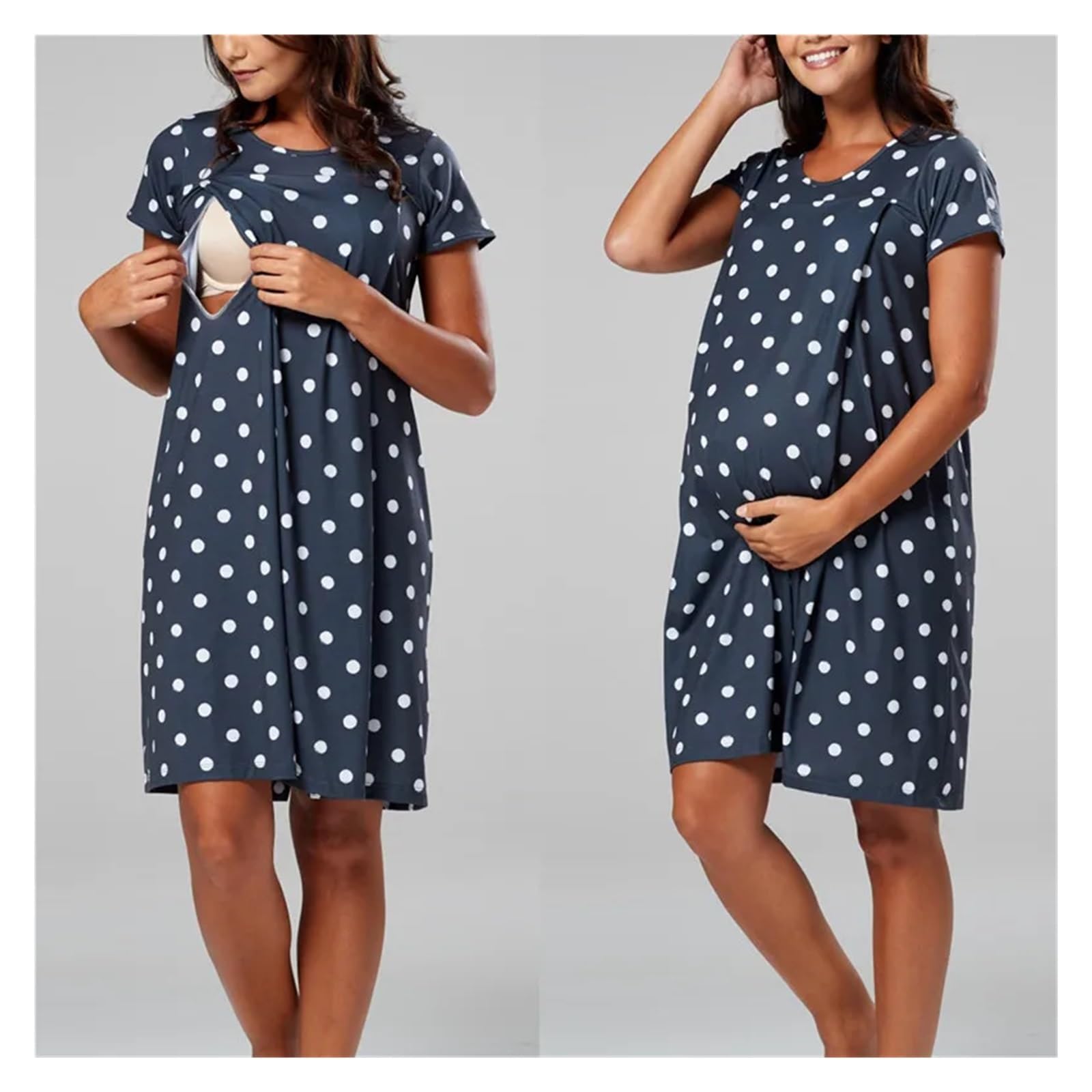 Camicia da Notte Donna Pigiama Premaman, Camicia da Notte, Abito for L'Allattamento, Premaman, Donna Incinta, Pigiama a Maniche Corte, Abbigliamento da casa e da casa
