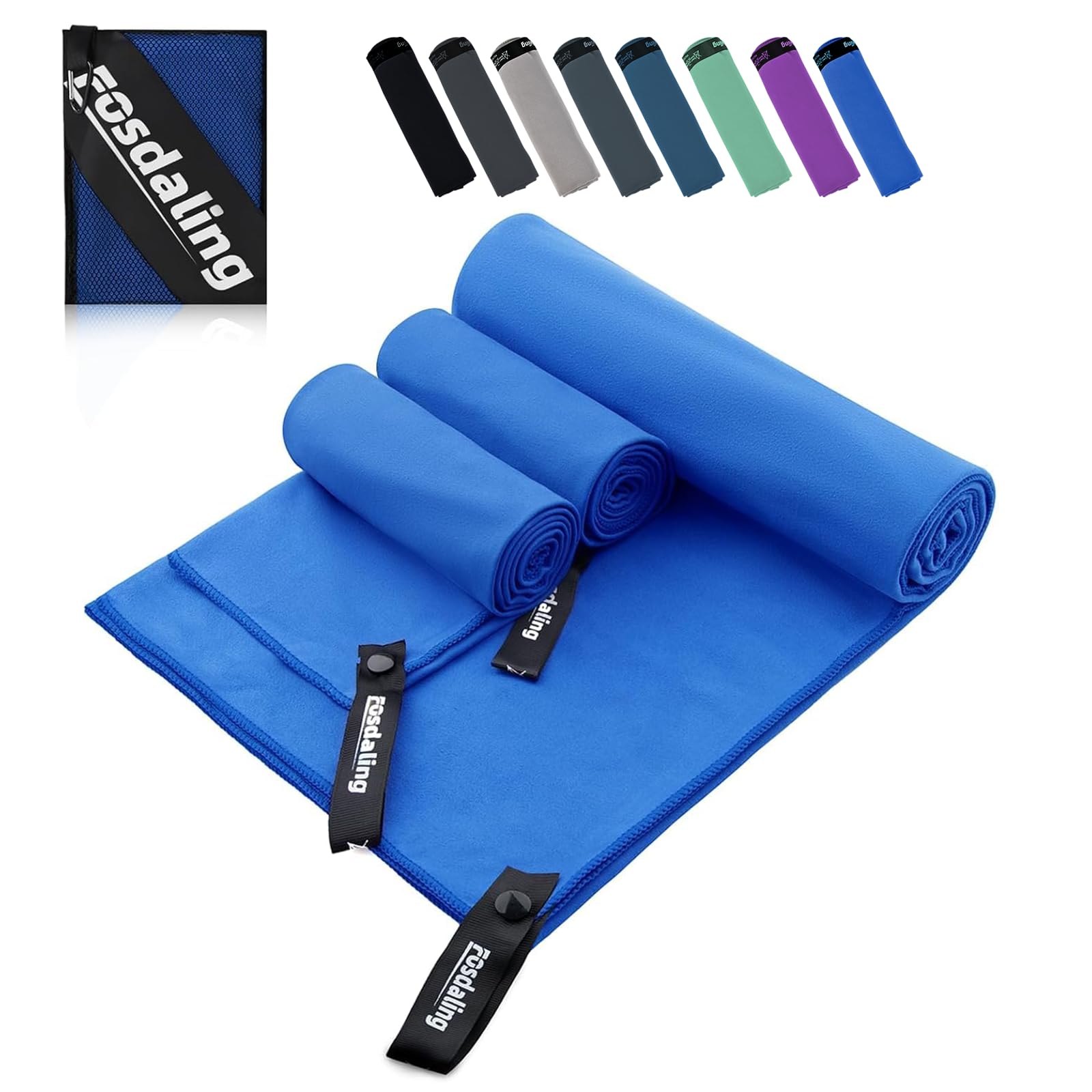 Toallas de microfibra azul real ideales para tus viajes y entrenamientos
