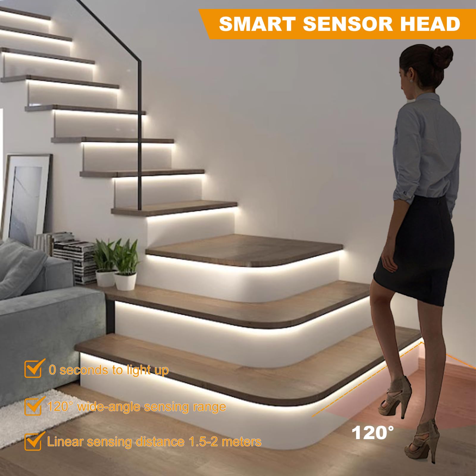 LED-Treppenstufenbeleuchtung Controller mit Bewegungsmelder,DC 24V LED Treppenlicht Controller Kurzschlussschutz