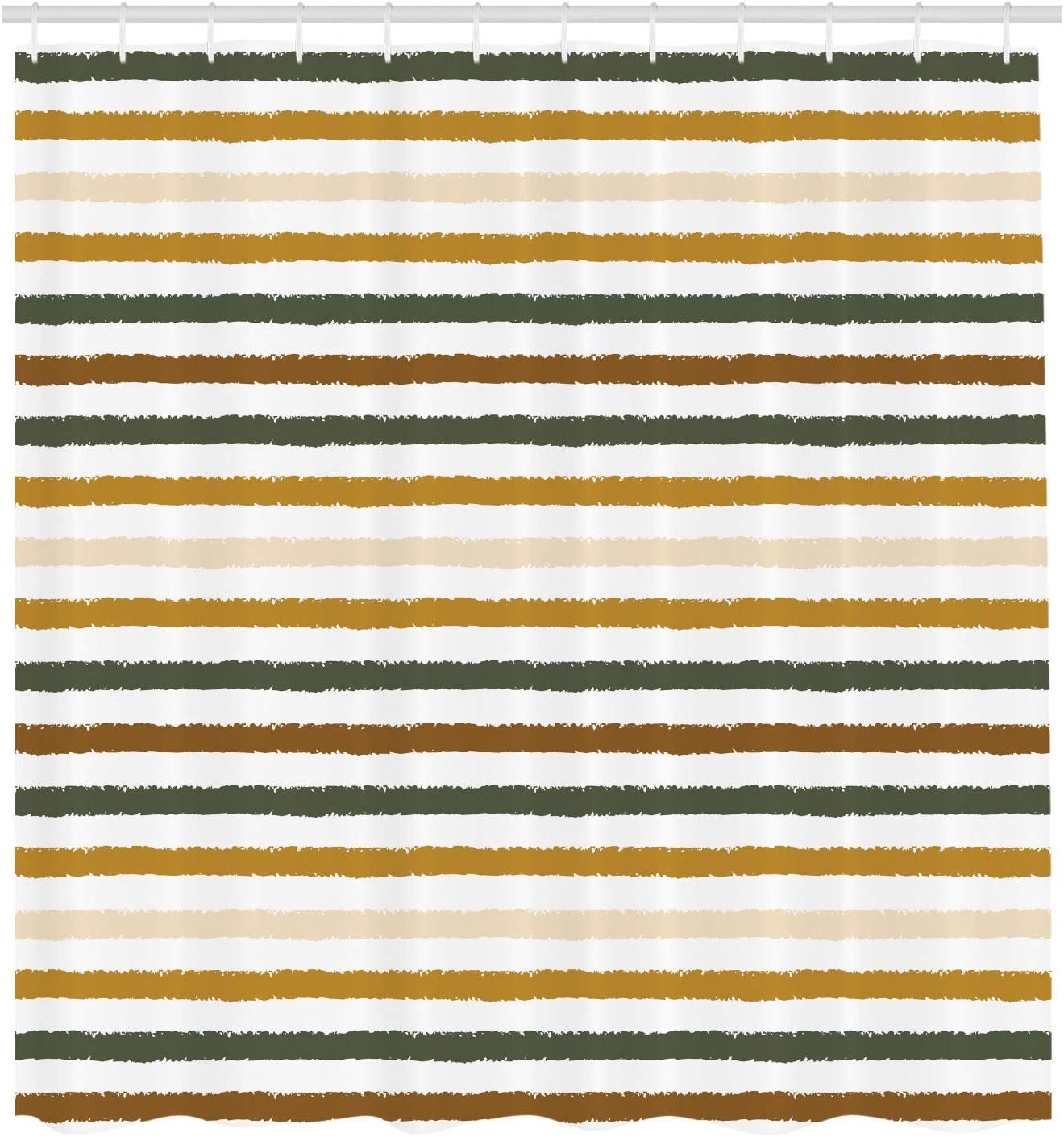 Ambesonne Striped Shower Curtain, Geometric Colorful Tone Brush Style Lines Grunge Retro Digital Print, Cloth Fabric Bathroom Decor Set with Hooks, 69" W x 75" L, Pale Coffee