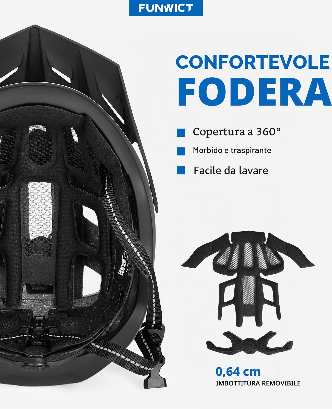 Casco da bici per adulti con visiera e occhiali, per uomo e donna, casco da bicicletta ricaricabile con luce posteriore (L: 57-61 cm, nero)