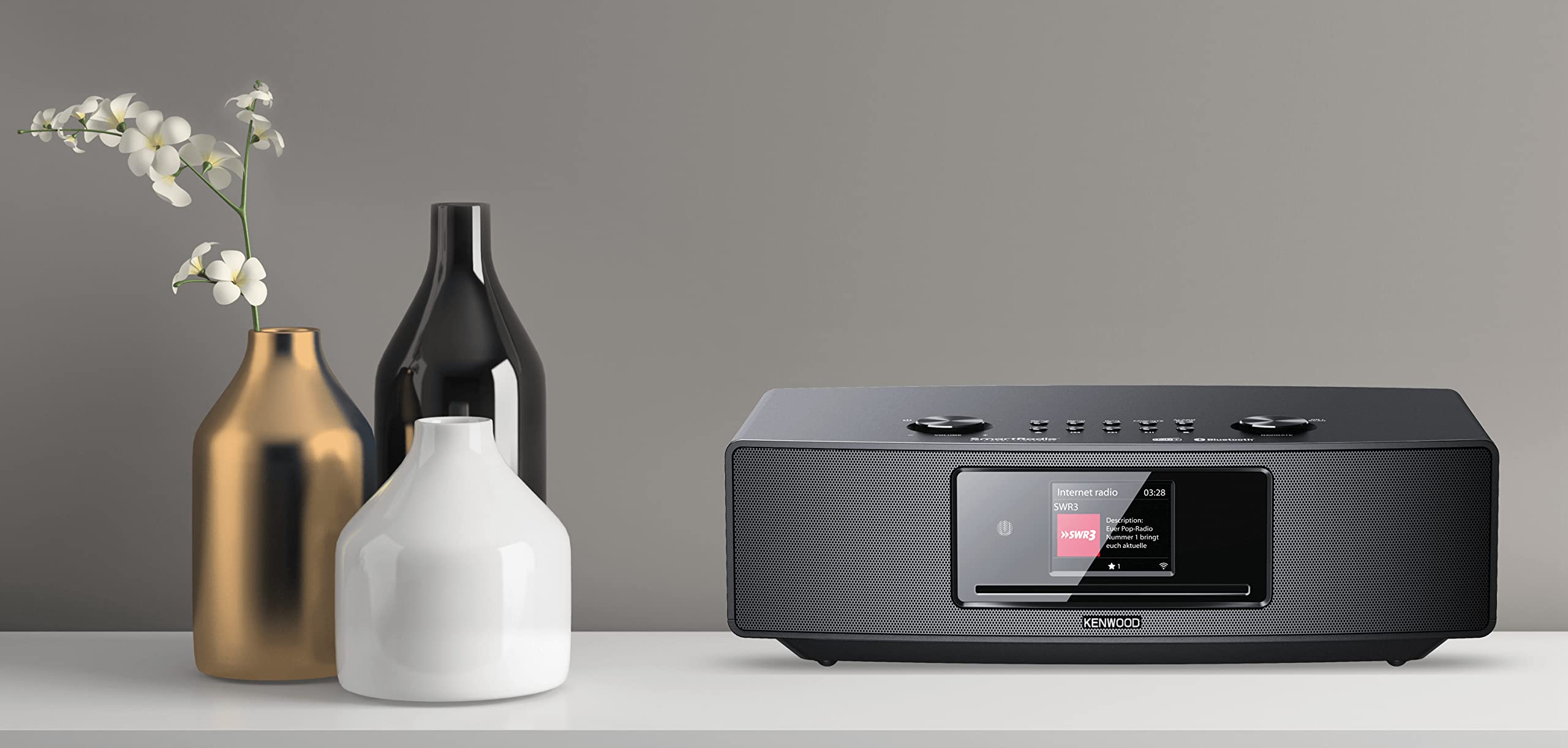 KENWOOD Radio DAB WiFi CR-ST700SCD, Radio Digitale DAB+ WiFi, Wyświetlacz 7,1 cm, Orologio Radiosveglia, Odtwarzacz CD, USB, Czarny
