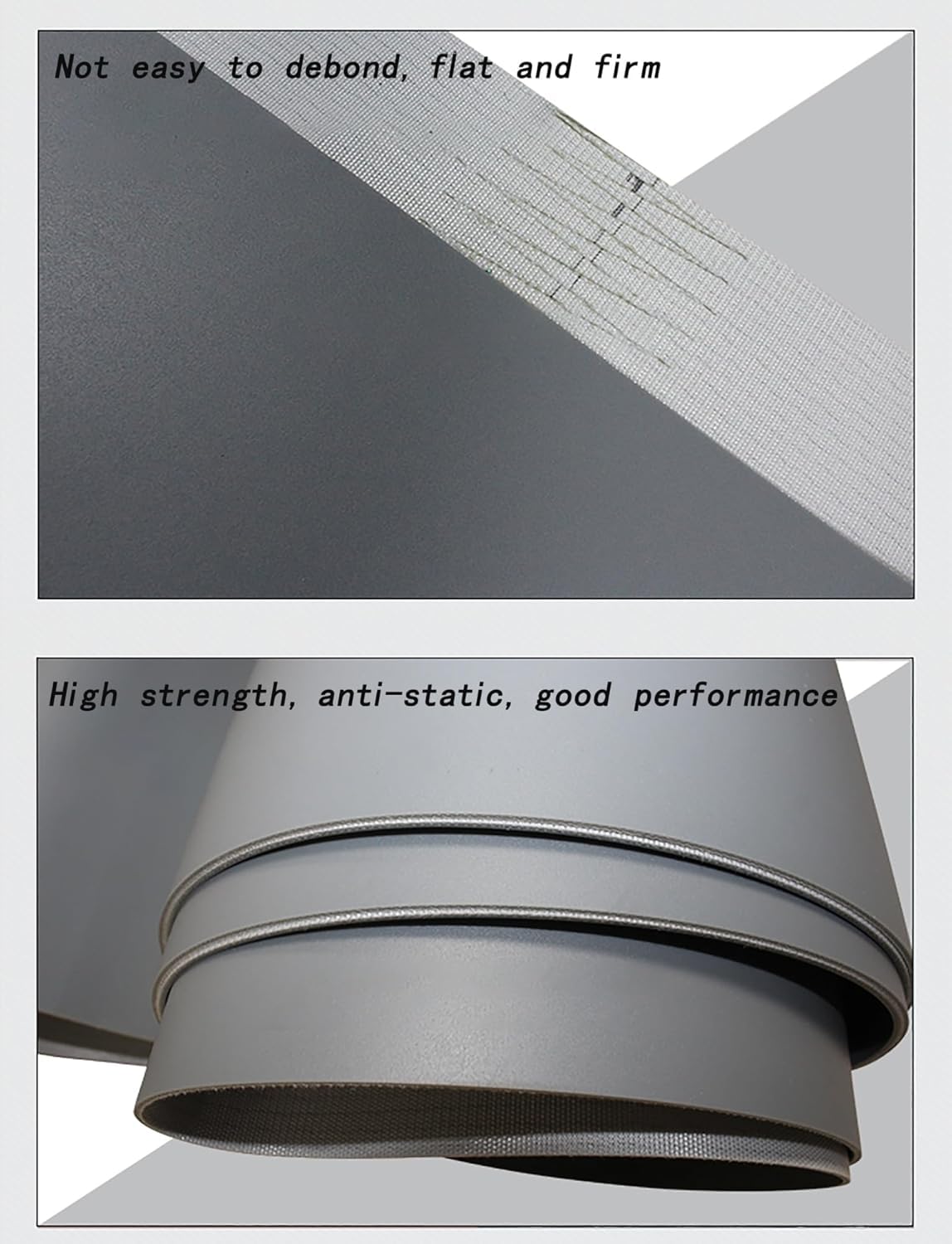Graues industrielles Förderband aus PVC, geeignet for Produktionslinien in Verpackungsfabriken(60x200cm)
