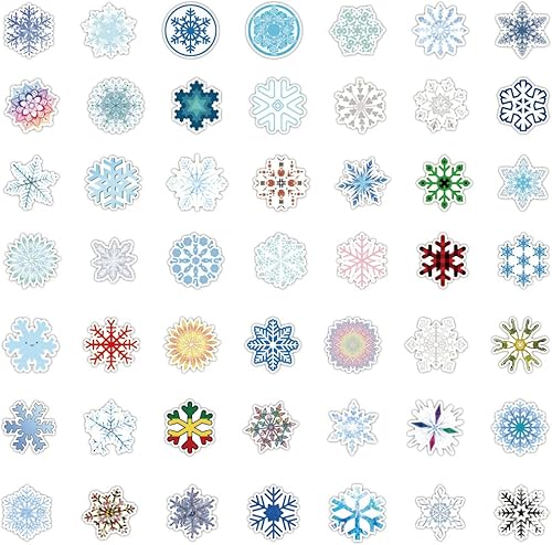 Miniatura 2 de Calcomanías de copo de nieve de invierno 100 unidades impermeables de vinilo botter de agua decoraciones para laptop para patineta lindas
