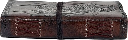 Miniatura 5 de Libro de páginas en blanco de doble dragón hecho a mano de cuero sin forro 5 x 7 marrón