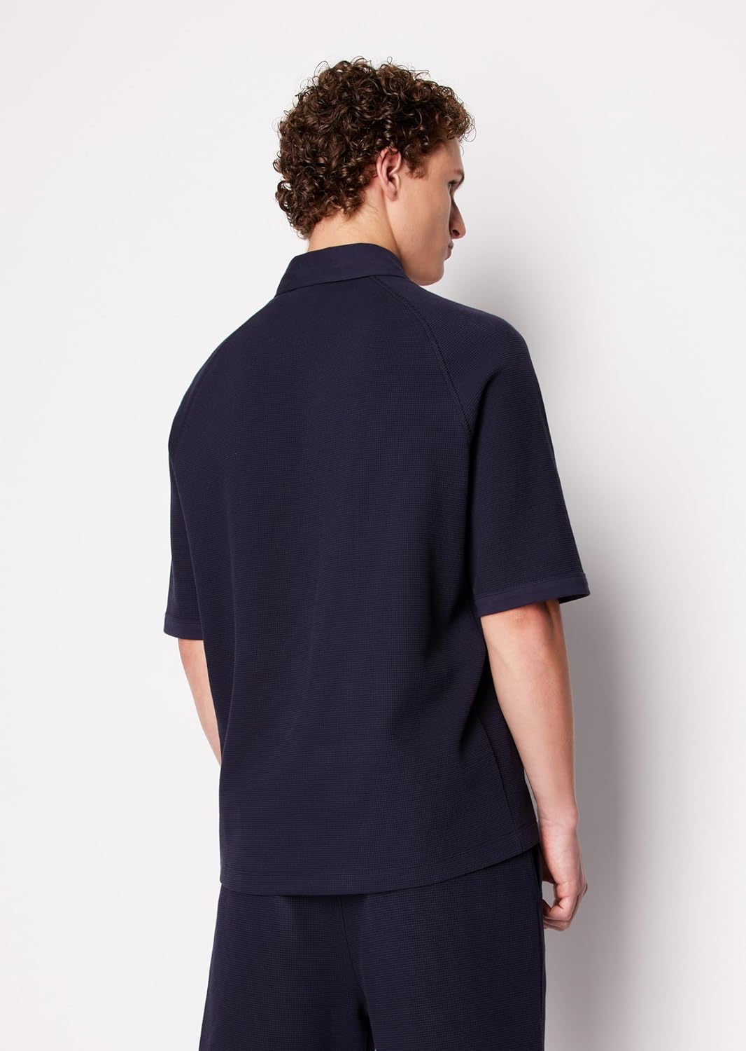 Armani Exchange Mens Loose Fit Waffle Polo - Image 2