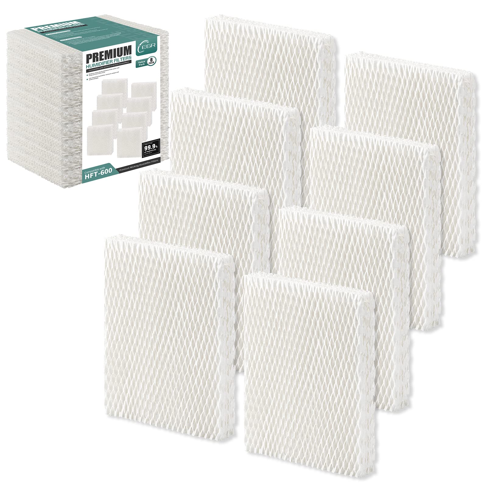 Photo 1 of Humidifier Filter T for Honeywell Top Fill Tower Humidifier HEV615, HEV620, Replacement Parts HFT600T & HFT600PDQ (8 Pack)