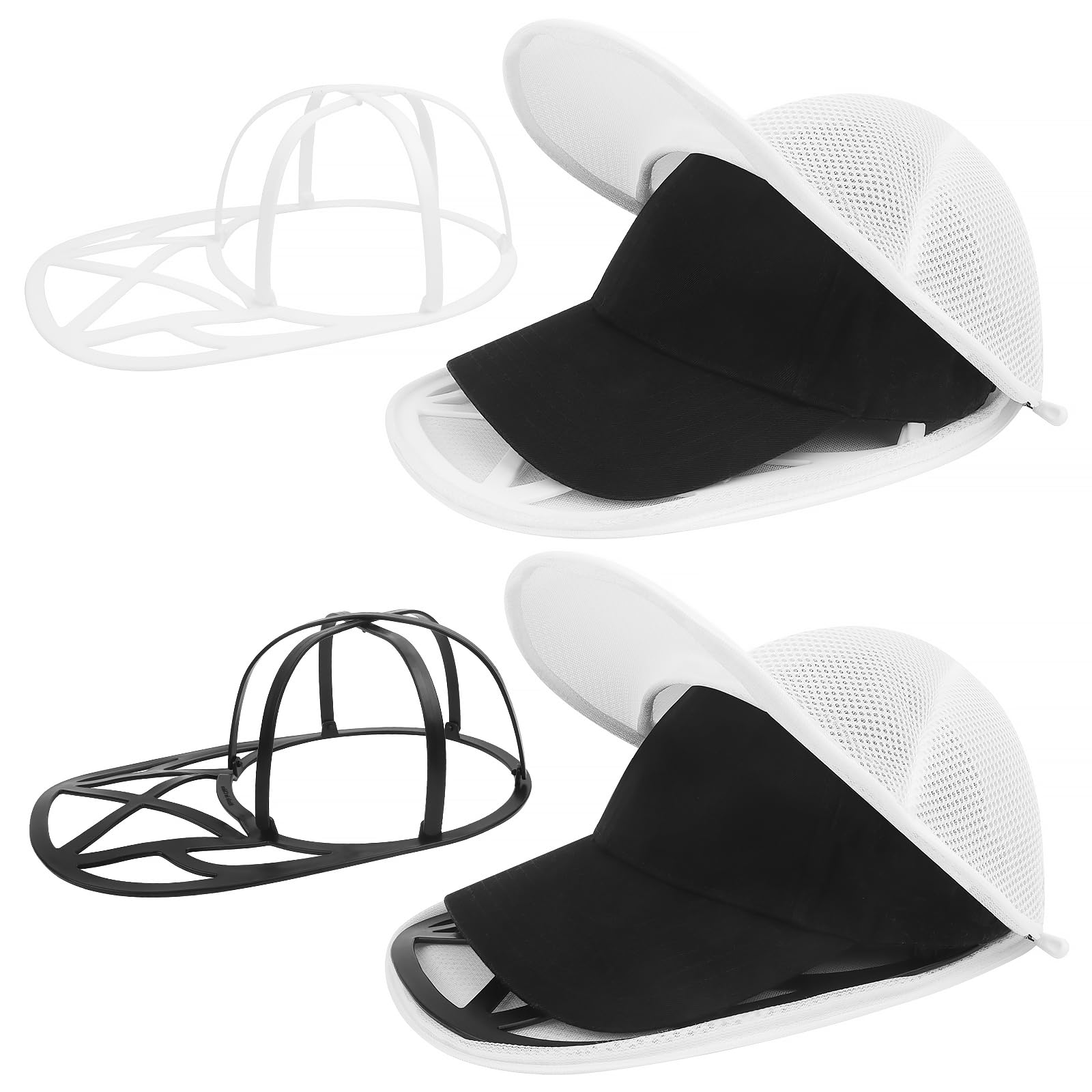 ZUYIST 2 Set Cap Washer Cage, Collapsible Baseball Cap Washing Cage White