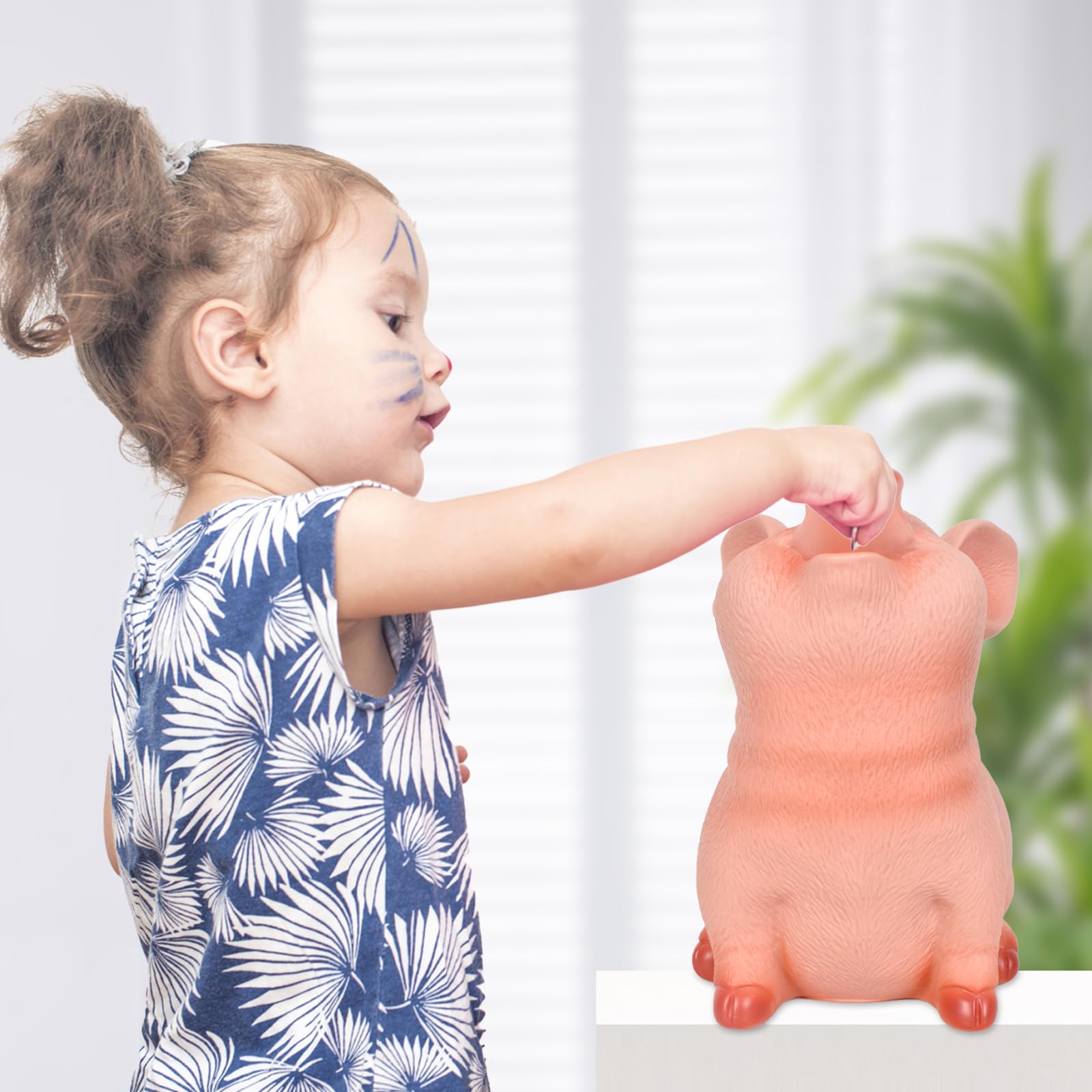 Cadeau éducatif Enfant Tirelire Cochon Incassable - En PVC Mignon - Pour Pièces Et Petite Monnaie - Enfants Et Adultes (Rose) Tirelire Enfant