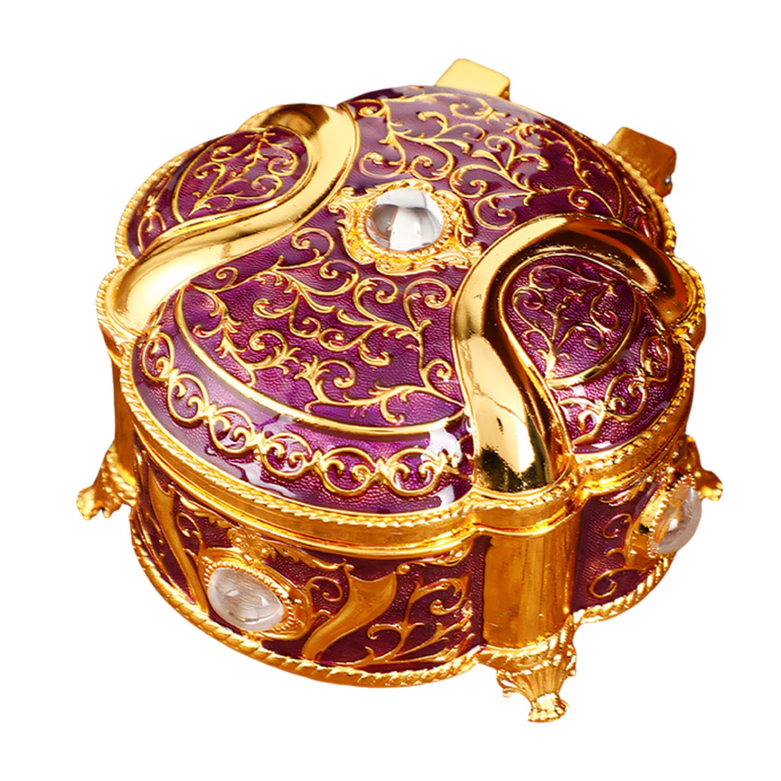 Msioytog Metal Storage Container for Home Decoration Enameled Finish Crystal Accents Trinket Organiser