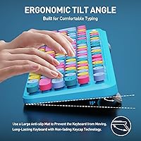 Vista 3 de FOPETT Combo de teclado y ratón inalámbrico, teclado de 105 teclas de tamaño completo 2.4 GHz con teclas redondas coloridas, receptor USB Plug and