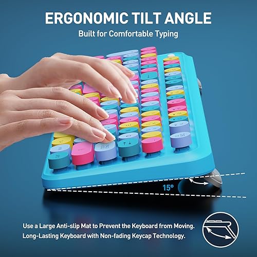 Miniatura 3 de FOPETT Juego de teclado y mouse inalámbricos de 2.4 GHz con botón de interruptor, teclado de tamaño completo, compatible con