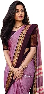 DHIHA Narayanpet Pure Cotton Avani Border Saree for Women with Running Blouse | Tassels | Traditional Woven Solid Design |... Price In India