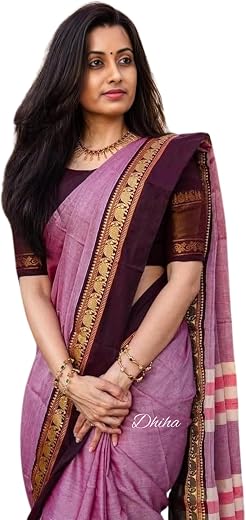 DHIHA Narayanpet Pure Cotton Avani Border Saree for Women with Running Blouse | Tassels | Traditional Woven Solid Design |...