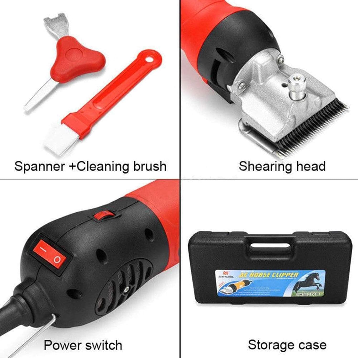 Cortapelos eléctricos para Caballos, Tijeras equinas eléctricas de 690 W con Ajuste de 6 velocidades, tensión de Hoja Ajustable, Recortadora equina de Pelo de Caballo de 2800 RPM para Abrigos Red
