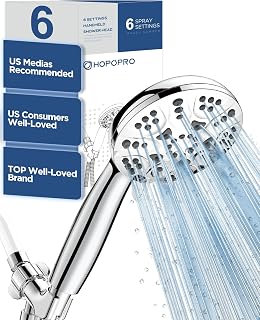 HOPOPRO 6-Mode High Pressure Handheld Showerhead - Consumer Reports Recommended, 59" Stainless Hose, Easy Install Kit