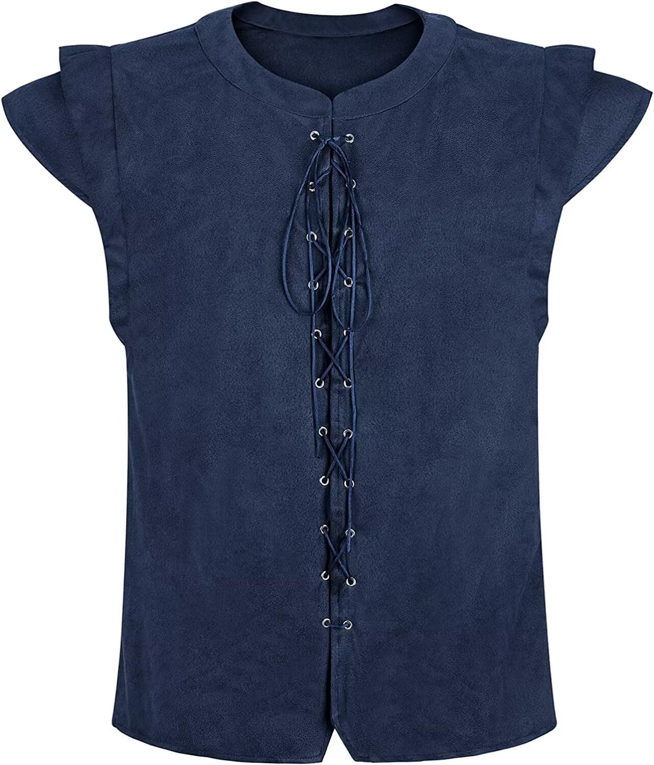 Medieval Costume Men Viking Vest Pirate Lace-Up Renaissance Waistcoat Gothic Steampunk Retro Victorian Halloween Blue S — image 1
