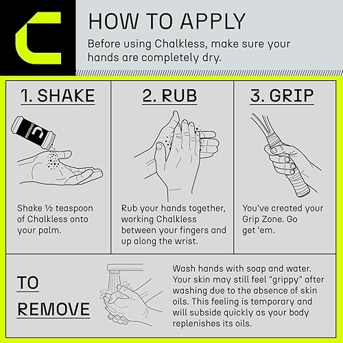 Miniatura 7 de Chalkless Grip Enhancer - Premium Liquid Chalk Alternative & Less Mess Hand Chalk for Weightlifting, Powerlifting, Yoga, Gaming, Climbing, and More