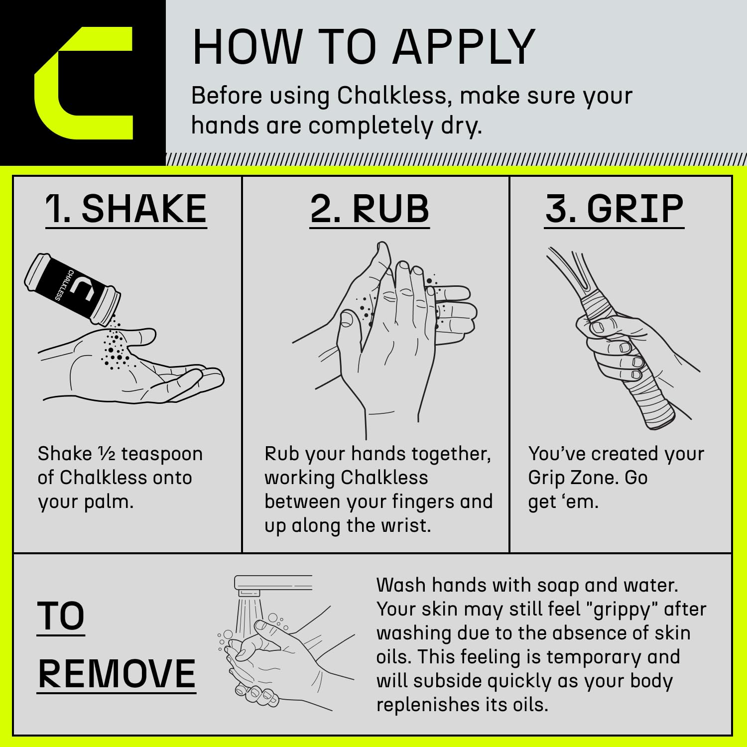 Chalkless® Grip Enhancer Radically Engineered Grip Enhancer for Weightlifting, Training, Professional Athletes and Sports Enthusiasts