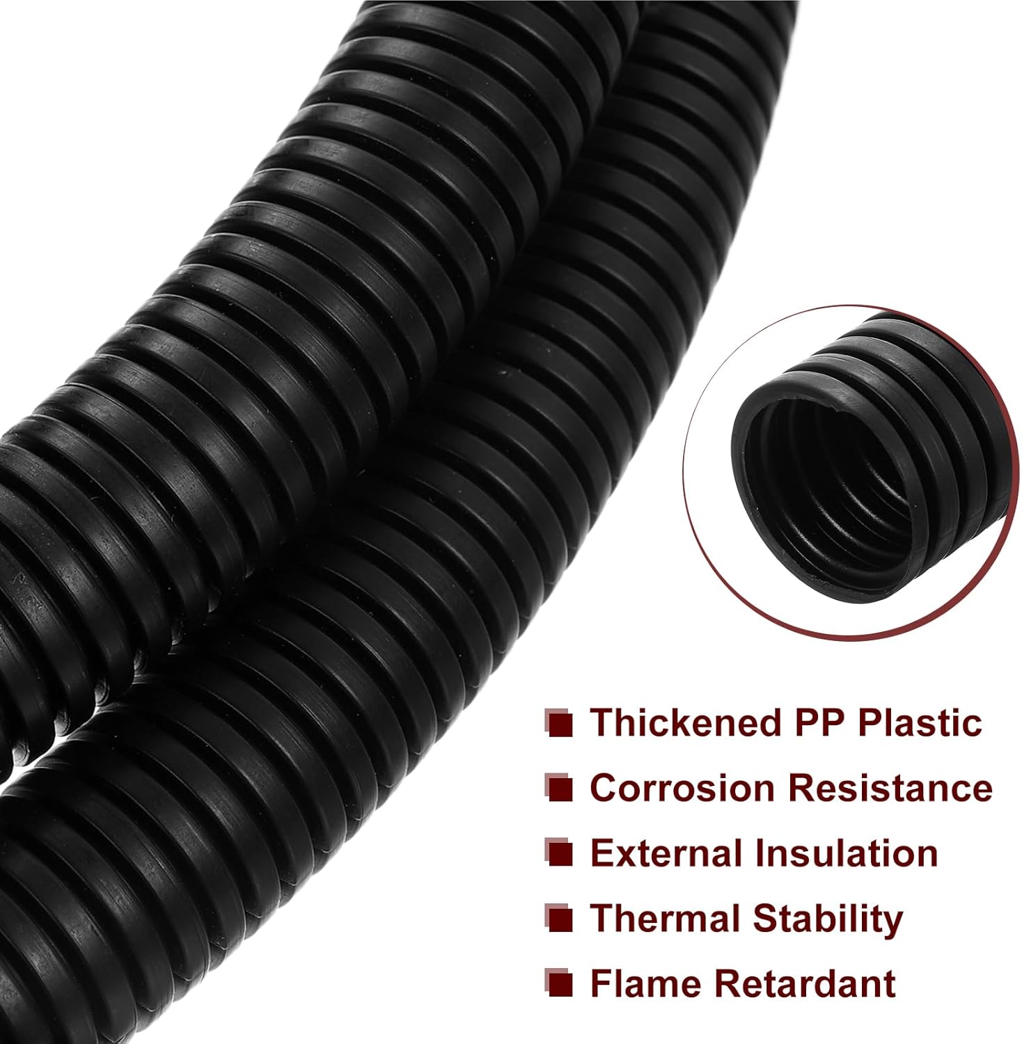 HARFINGTON Wire Loom Tubing 26FT - 9/16 inch, Wire Conduit Hose Cord Protector Cable Sleeves Flexible Electrical Wire Cover