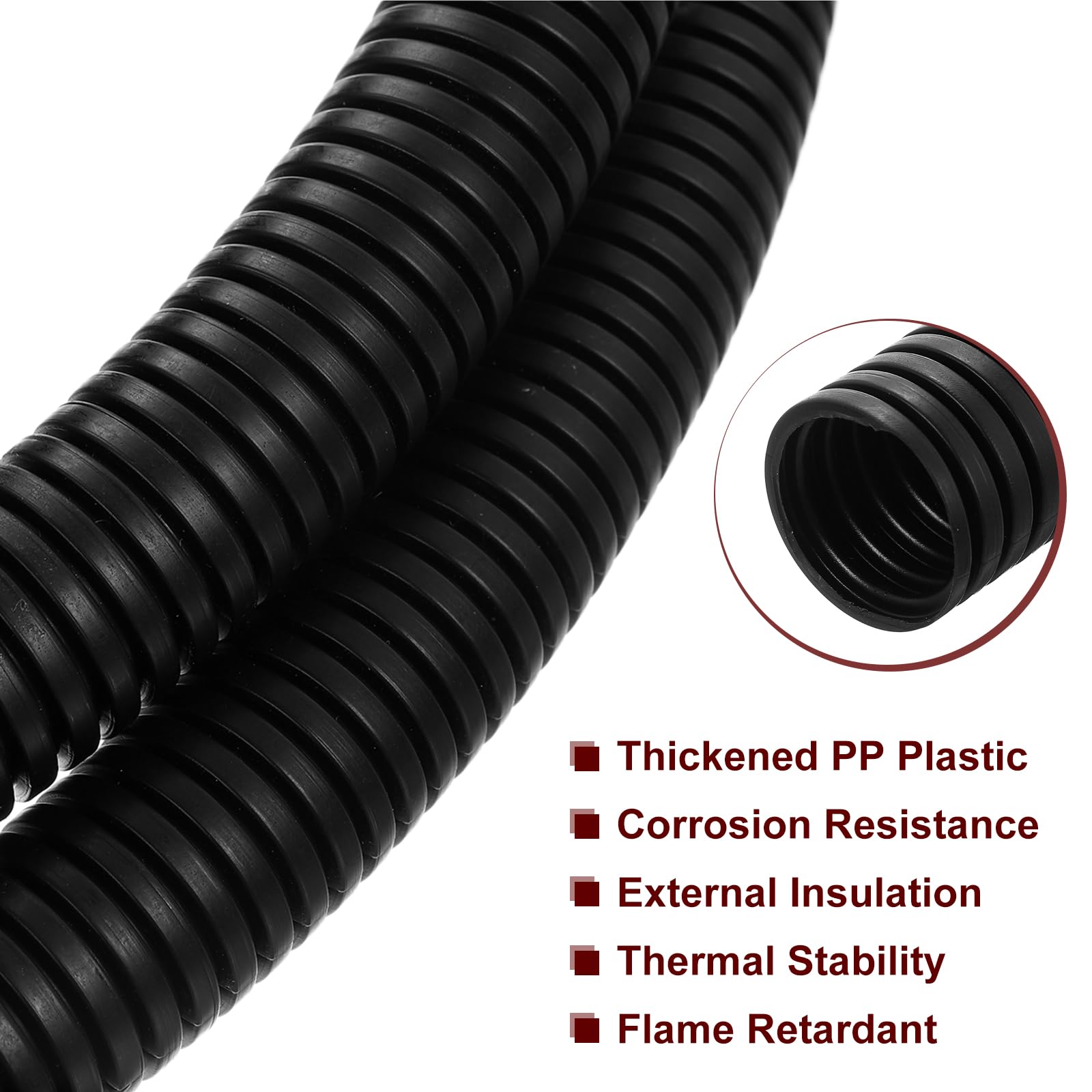 sourcing map Wire Loom Tubing 30 m - 10 mm, guaina protettiva per cavi, guaina flessibile per cavi elettrici